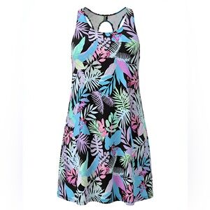 Art Class Tropical Print Tank/Dress Swim Cover-Up Preowned